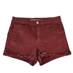 American Eagle High Rise Shortie Super Stretch Size 14 AEO denim maroon burgundy